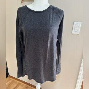 TEK GEAR On the Go Slit Slide Loose Fit Long Sleeve Grey Top Shirt Size Small